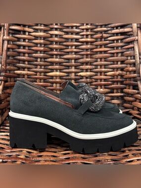 Anthropology -All black Chunky Chunky Loafer with Braided Accent Never worn